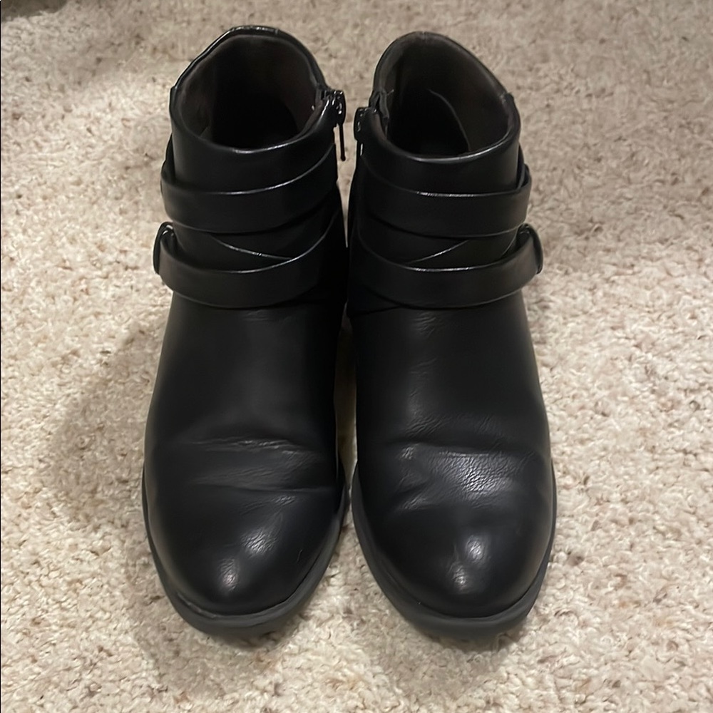 Women's Black Leather Ankle Boots